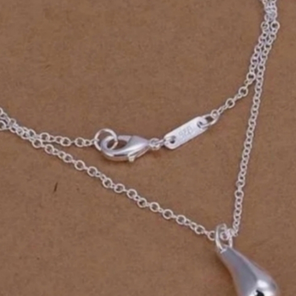 925 Sterling Silver Waterdrop Jewelry Set Bracelet Necklace Earrings and Ring - Picture 11 of 16